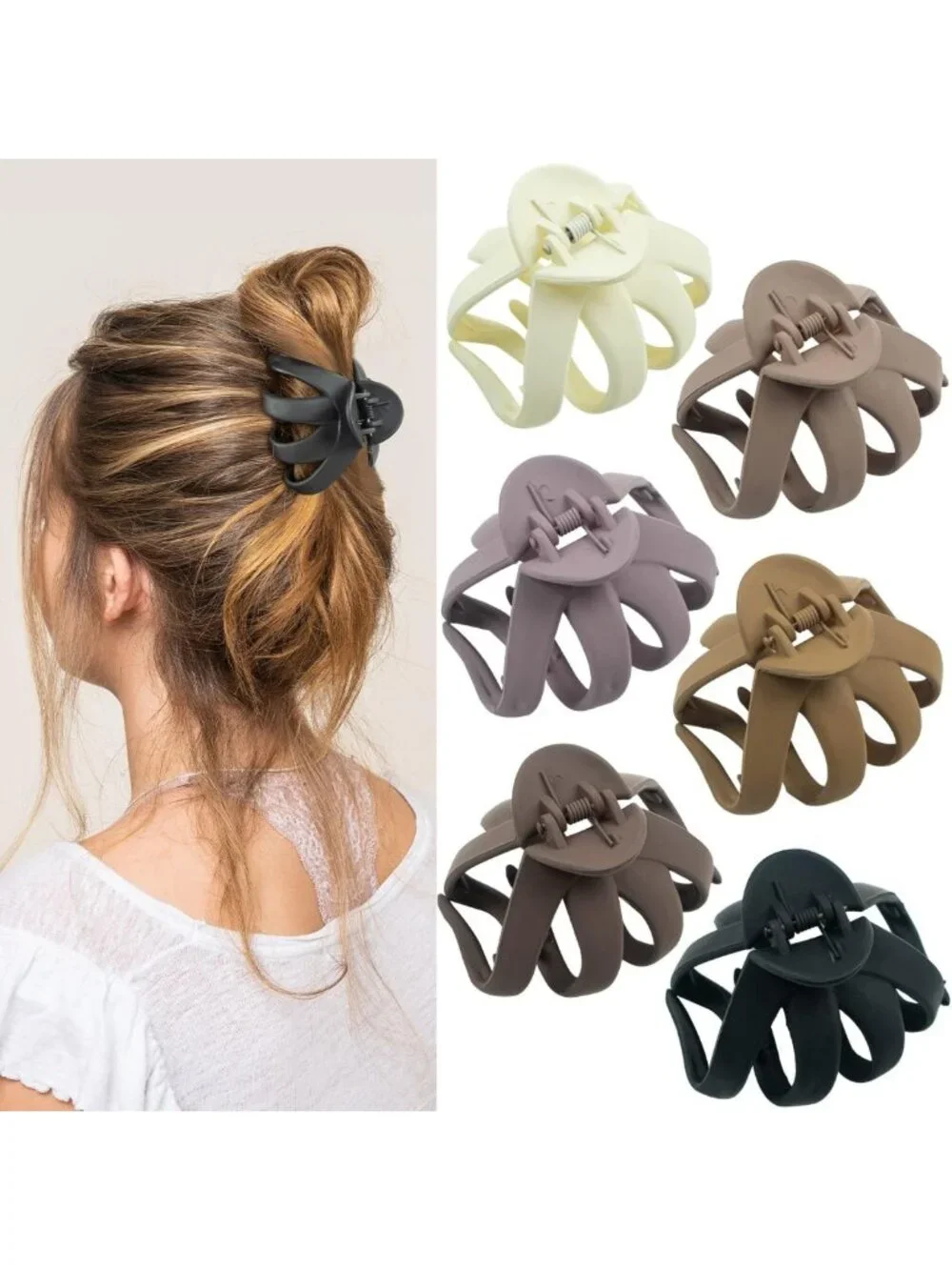 Medium Octopus Hair Clips for Women - Matte Claw Clips, Strong Hold for Fine